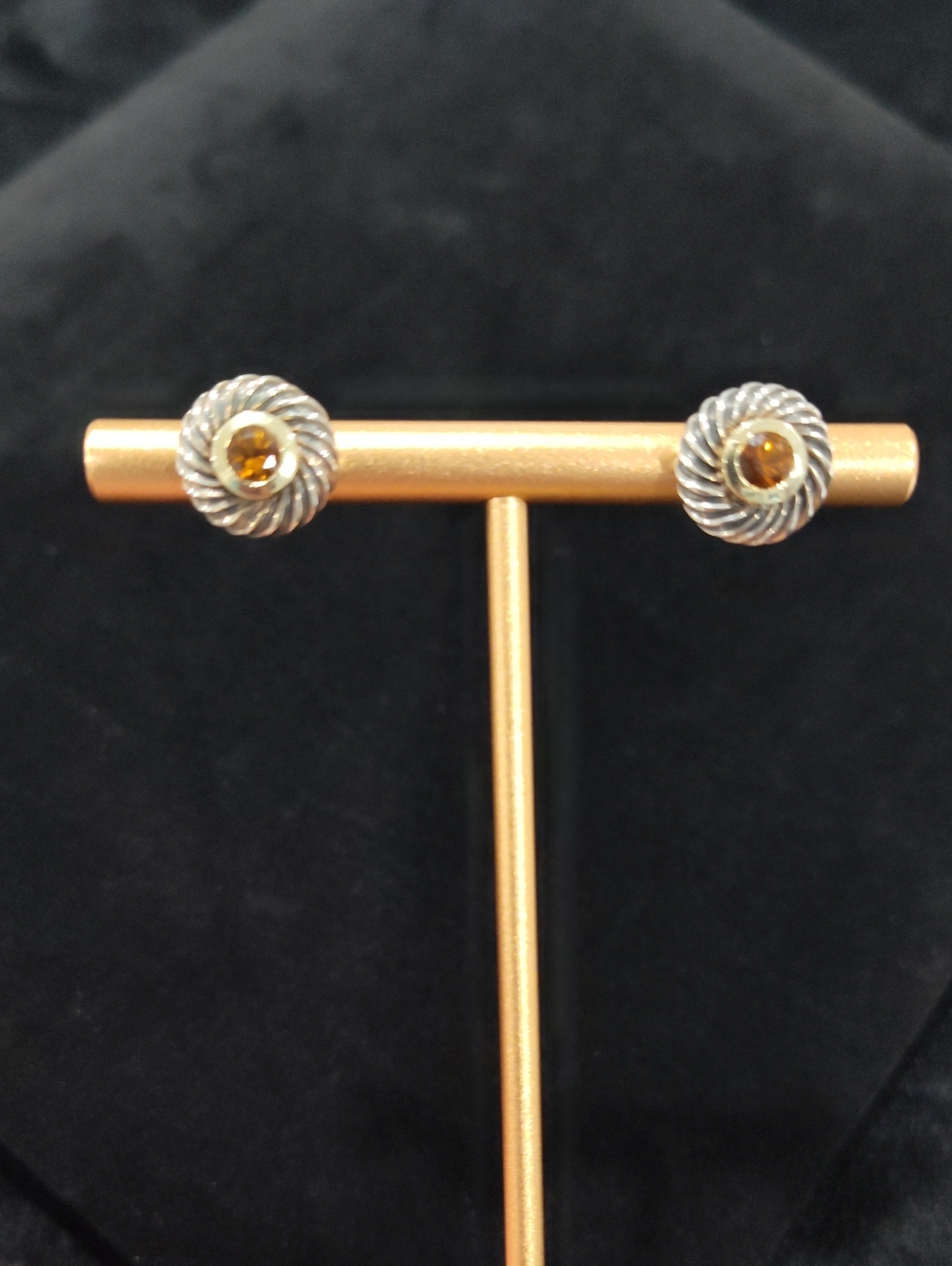 David Yurman Vintage Citrine Cookie Stud Earrings